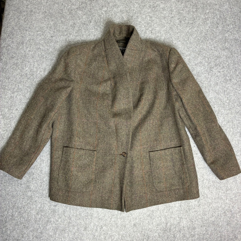 Vintage Herve Benard Womens Size 40 XXL Brown Wool Tweed Blazer Jacket